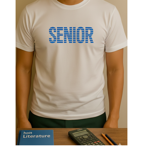 Senior Striped Text T-Shirt — Unisex
