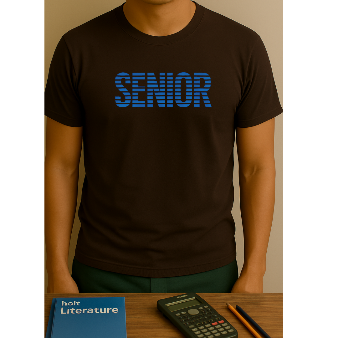 Senior Striped Text T-Shirt — Unisex